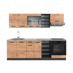 Konyhabútor R-Line Gold power tölgy/antracit 240 cm , MP Márvány Vicco
