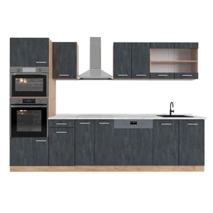 Kitchenette R-Line Concreto preto/carvalho Goldkraft 300 cm Mármore AP Vicco