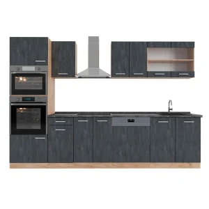 Kitchenette R-Line Concreto preto/carvalho Goldkraft 300 cm AP Antracite Vicco