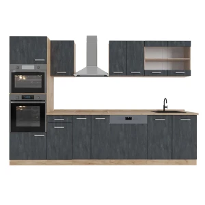 Aneks kuchenny R-Line Czarny beton/złoty dąb 300 cm BP Dąb Vicco