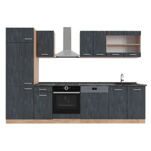 Kitchenette R-Line Concreto preto/carvalho Goldkraft 300 cm AP Antracite Vicco