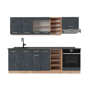 Kitchenette R-Line Concreto preto/carvalho Goldkraft 240 cm AP Antracite Vicco