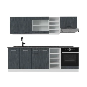 Kitchenette R-Line Concreto preto/branco 240 cm AP Antracite Vicco