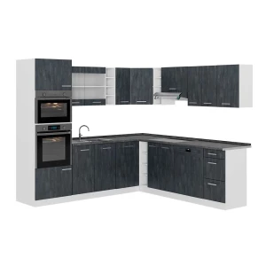 Cozinha de canto R-Line Concreto preto/Branco 247 x 237 cm AP Antracite Vicco