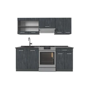 Kitchenette R-Line Concreto preto/antracite 200 cm sem bancada Vicco