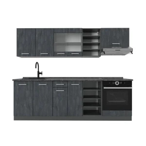Kitchenette R-Line Concreto preto/antracite 240 cm sem bancada Vicco