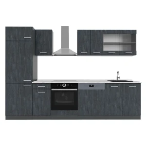 Kitchenette R-Line Concreto preto/antracite 300 cm Mármore AP Vicco