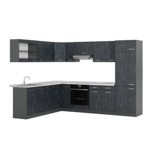 Sarokkonyha R-Line Fekete beton/Antracit 287 x 227 cm MP Márvány Vicco