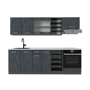 Kitchenette R-Line Concreto preto/antracite 240 cm Mármore AP Vicco