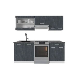 Kitchenette R-Line Concreto preto/branco 200 cm AP Antracite Vicco