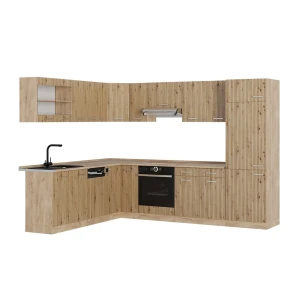 Sarokkonyha R-Line Kézműves tölgy/Arany Power tölgy 287 x 227 cm, MP Tölgy Vicco