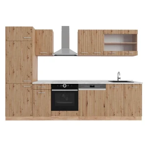 Aneks kuchenny R-Line Dąb Artisan/Dąb Goldkraft 300 cm , BP Marmur Vicco