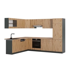 Cozinha de canto R-Line Carvalho artesanal/antracite 287 x 227 cm, AP Carvalho Vicco