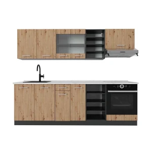 Küchenzeile R-Line Artisan Eiche/Anthrazit 240 cm , AP Marmor Vicco