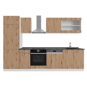 Küchenzeile R-Line Artisan Eiche/Weiß 300 cm , AP Anthrazit Vicco