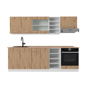 Kitchenette R-Line Carvalho artesanal/branco 240 cm , AP Carvalho Vicco