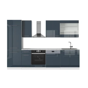 Küchenzeile Fame-Line Azul escuro alto brilho/branco 300 cm sem bancada Vicco
