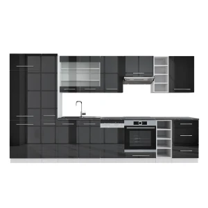Konyhabútor Fame-Line Antracit magasfényű/fehér 355 cm , MP Antracit Vicco