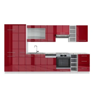 Konyhabútor Fame-Line Bordeaux magas fényű/fehér 355 cm , MP Márvány Vicco