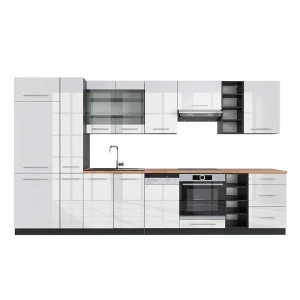 Kitchenette Fame-Line Branco alto brilho/antracite 355 cm , AP Carvalho Vicco