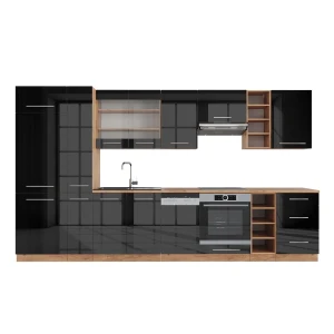 Kitchenette Fame-Line Antracite alto brilho/carvalho Goldkraft 355 cm , AP Carvalho Vicco