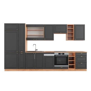 Küchenzeile Fame-Line Anthrazit Landhaus/Goldkraft Eiche 355 cm , AP Eiche Vicco