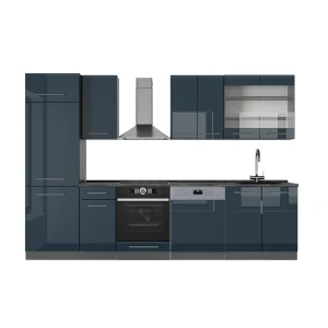 Mobili da cucina  Fame-Line Blu scuro lucido/antracite 300 cm senza piano di lavoro Vicco