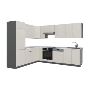 Cucina angolare completa Fame-Line GrigioBeige/Antracite 287 x 227 cm senza piano di lavoro Vicco