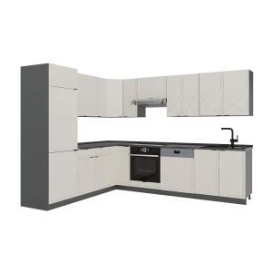 Cucina angolare completa Fame-Line GrigioBeige/Antracite 287 x 227 cm, PL Antracite Vicco