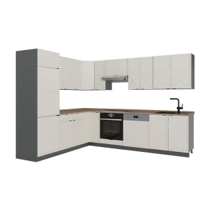 Cucina angolare completa Fame-Line GrigioBeige/Antracite 287 x 227 cm, PL Rovere Vicco
