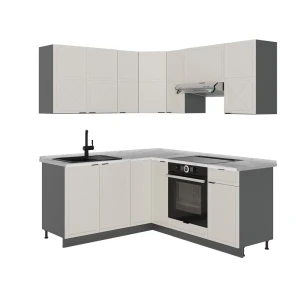 Cozinha de canto Fame-Line CinzaBege/antracite 190 x 160 cm sem bancada Vicco