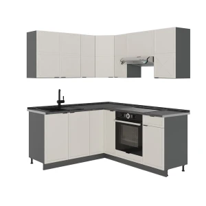 Cucina angolare completa Fame-Line GrigioBeige/Antracite 190 x 160 cm, PL Antracite Vicco