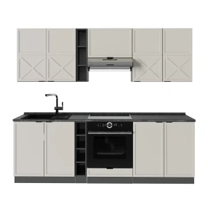 Küchenzeile Fame-Line GrauBeige/Anthrazit 235 cm ohne Arbeitsplatte Vicco