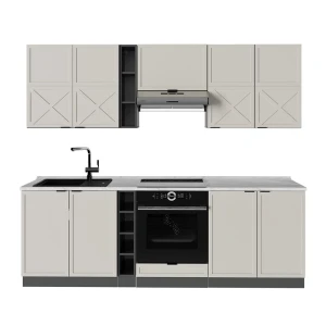 Küchenzeile Fame-Line GrauBeige/Anthrazit 235 cm , AP Marmor Vicco