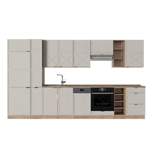Küchenzeile Fame-Line GrauBeige/Goldkraft Eiche 355 cm , AP Eiche Vicco