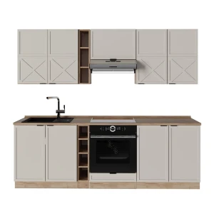 Küchenzeile Fame-Line GrauBeige/Goldkraft Eiche 235 cm ohne Arbeitsplatte Vicco