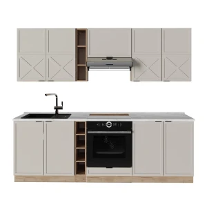 Küchenzeile Fame-Line GrauBeige/Goldkraft Eiche 235 cm , AP Marmor Vicco