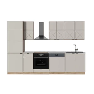 Kitchenette Fame-Line CinzaBege/Carvalho Dourado 300 cm sem bancada Vicco