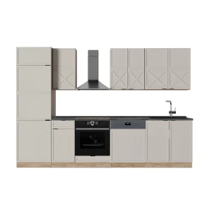 Kitchenette Fame-Line CinzaBege/Carvalho Dourado 300 cm , AP Antracite Vicco
