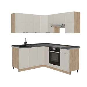 Cozinha de canto Fame-Line CinzaBege/Carvalho dourado 190 x 160 cm, AP Antracite Vicco