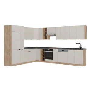 Kogoszczona kuchnia Fame-Line GreyBeige/Dąb goldkraft 347 x 257 cm, BP Antracyt Vicco