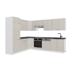 Eckküche Fame-Line GrauBeige/Weiß 287 x 227 cm, AP Anthrazit Vicco