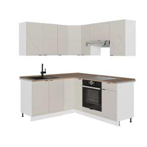 Cozinha de canto Fame-Line CinzaBege/Branco 190 x 160 cm, AP Carvalho Vicco