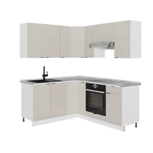 Cozinha de canto Fame-Line CinzaBege/Branco 190 x 160 cm, Mármore AP Vicco