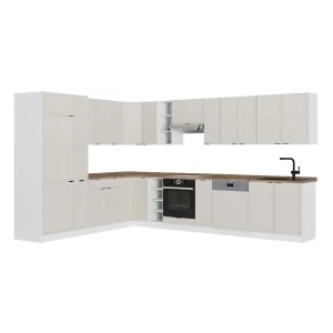 Cozinha de canto Fame-Line CinzaBege/Branco 347 x 257 cm, AP Carvalho Vicco