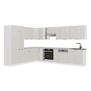 Cozinha de canto Fame-Line CinzaBege/Branco 347 x 257 cm, Mármore AP Vicco