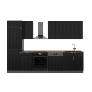 Kitchenette Fame-Line Listras pretas/antracite 300 cm , AP Carvalho Vicco