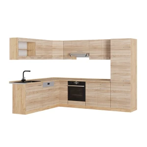 Eckküche R-Line Sonoma/Goldkraft Eiche 287 x 227 cm ohne Arbeitsplatte Vicco