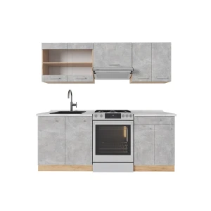 Kitchenette R-Line Concreto/Carvalho Goldkraft 200 cm , Mármore AP Vicco