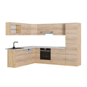 Cucina angolare completa R-Line Sonoma/Rovere dorato 287 x 227 cm, PL Marmo Vicco